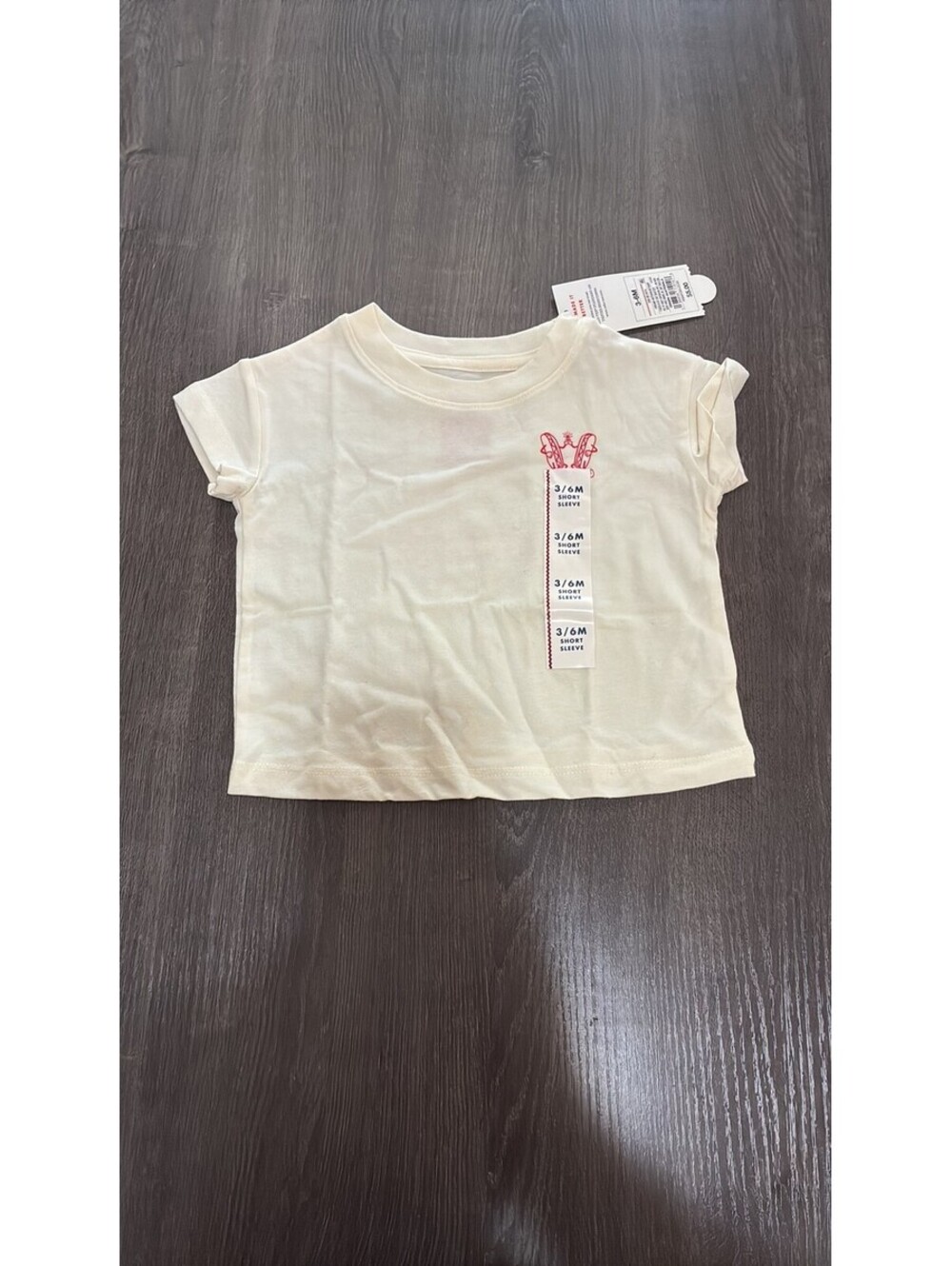 New Cat & Jack 3-6M Cream Hot Dog Graphic T-Shirt